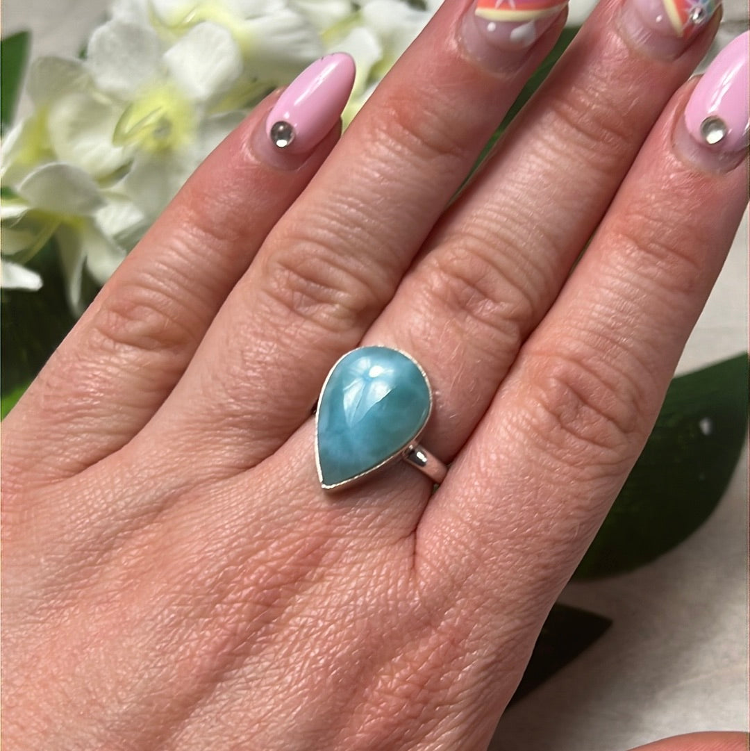 Larimar 925 Silver Ring - Size L 1/2 - M