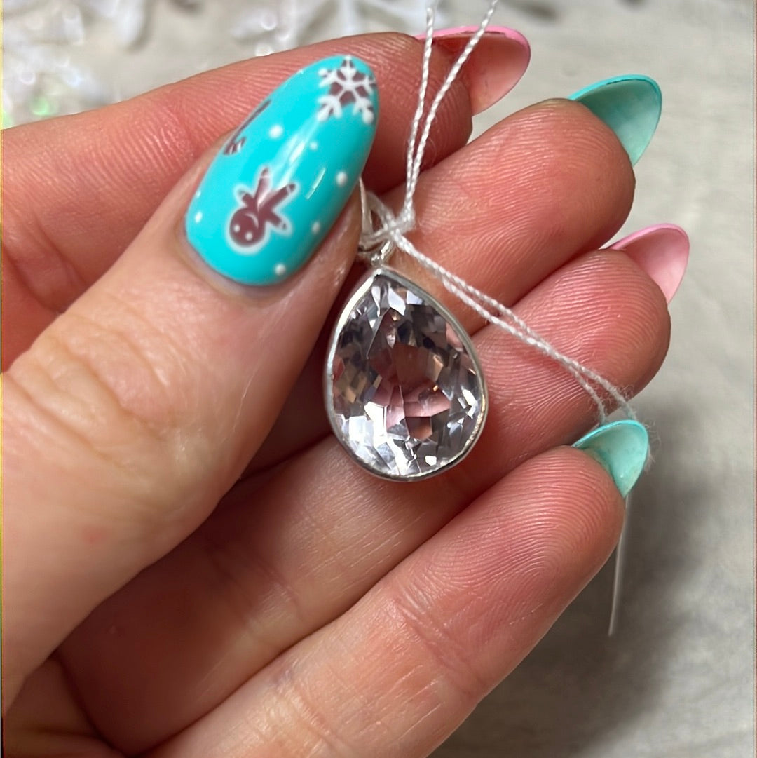 Pink Amethyst - Facet 925 Sterling Silver Pendant