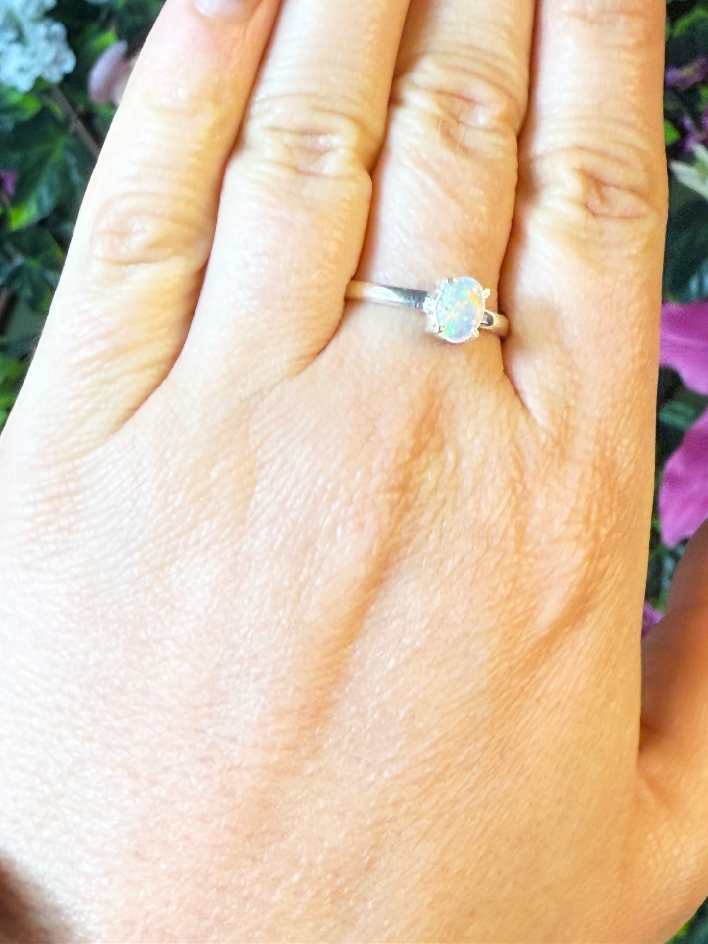 Ethiopian Opal 925 Silver Ring - Size S