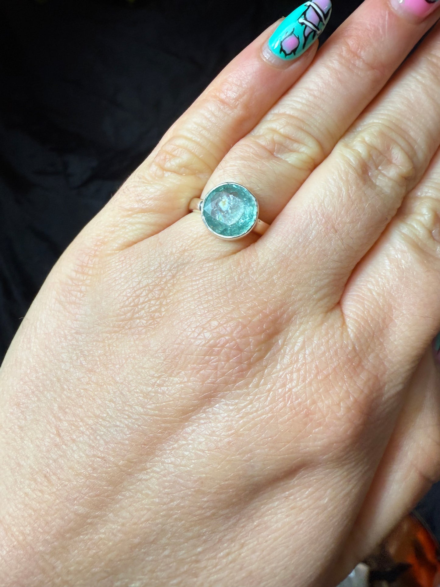 Green Kyantie 925 Ring - Size L - L 1/2