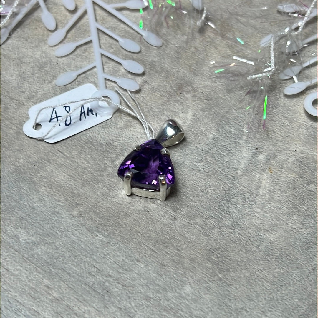 Amethyst - AA Grade Gem - 925 Sterling Silver Pendant