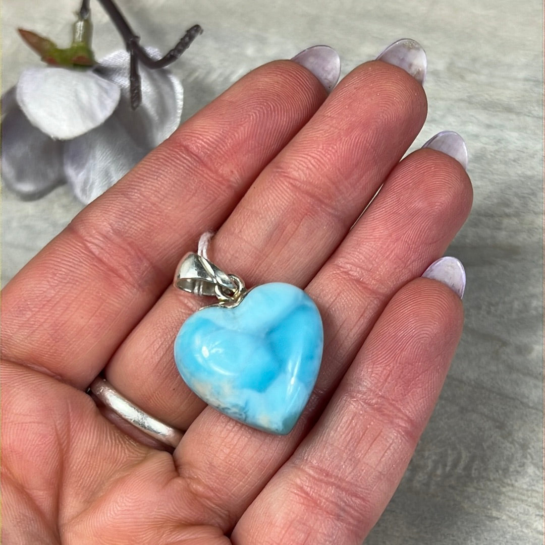 Larimar 925 Heart - Sterling Pendant