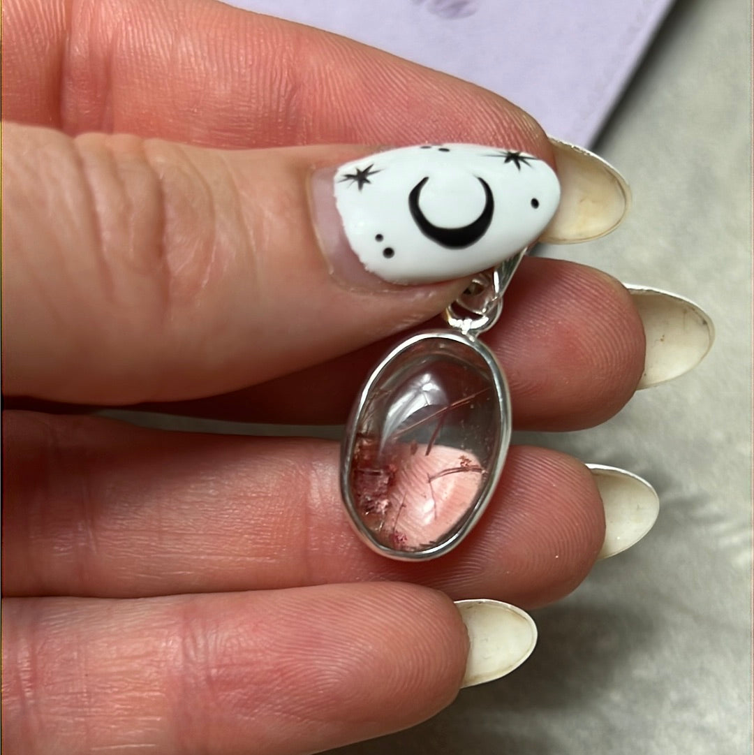 Red Rutile - Rare - 925 Sterling Pendant