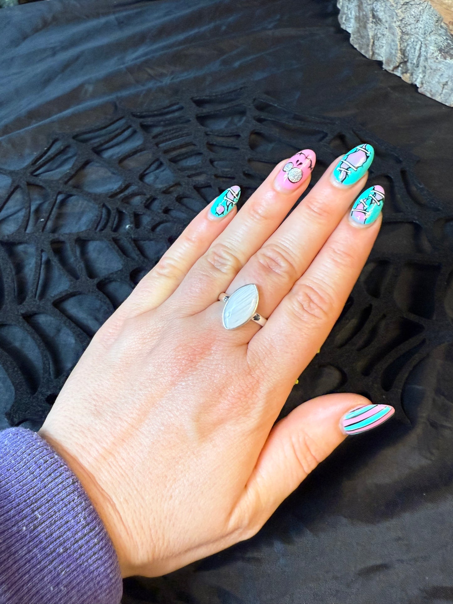 Scolecite 925 Ring - Size N 1/2