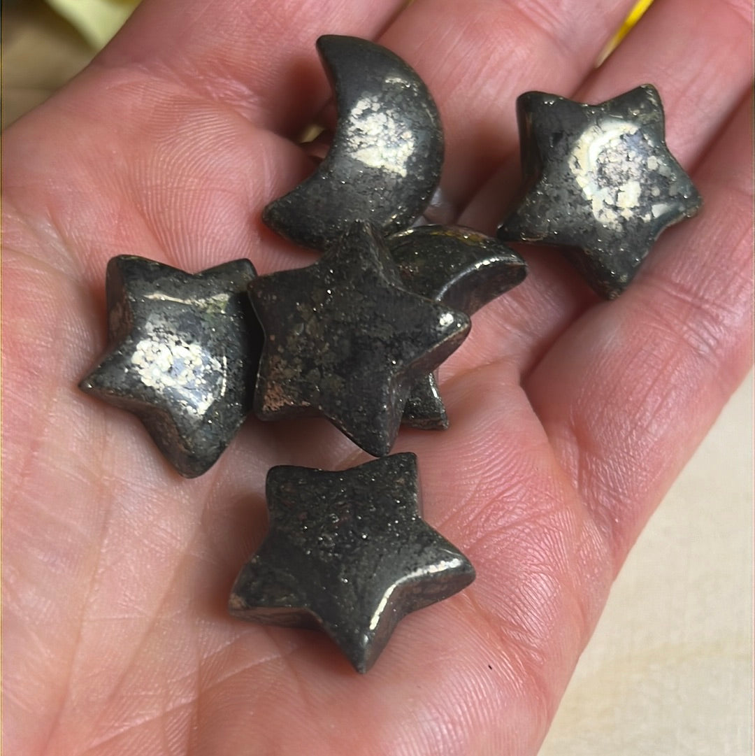 Pyrite - Mini Moon Star Pair