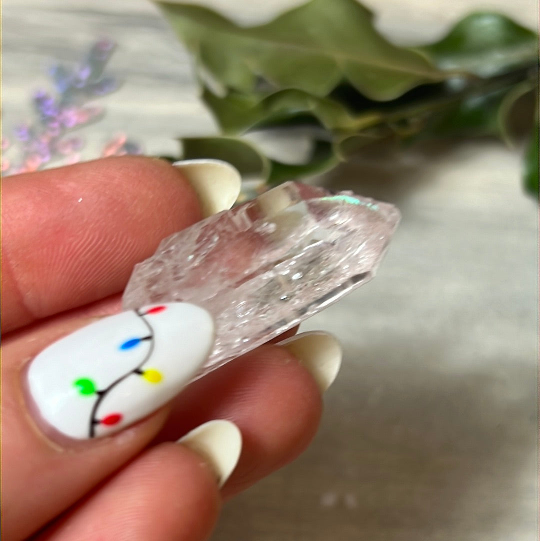 Pink lithium quartz specimen