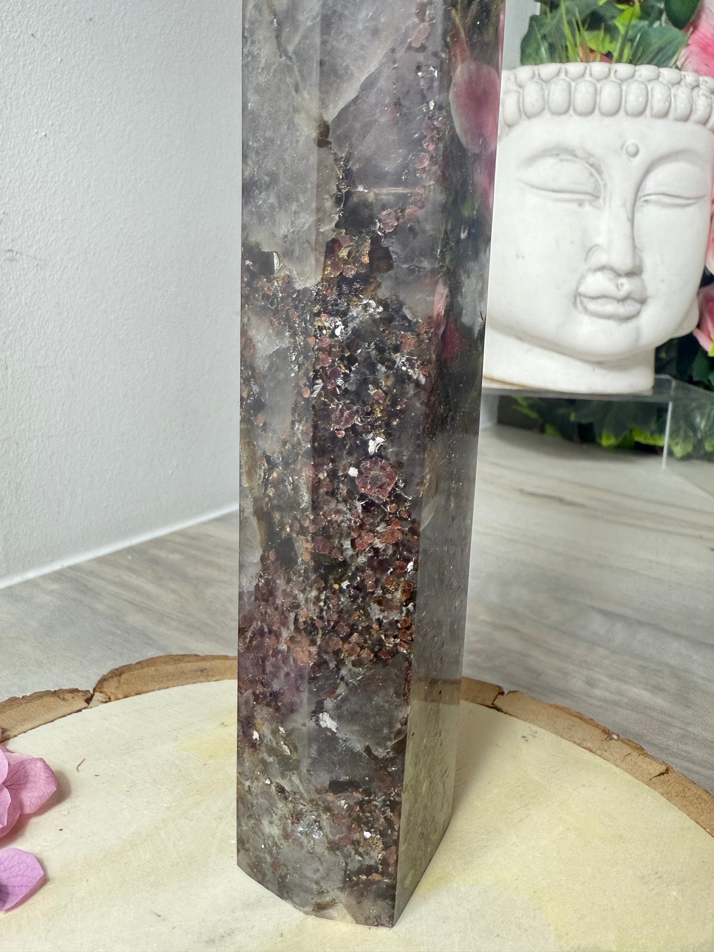 RARE Smokey with garnet & mica Tower Point