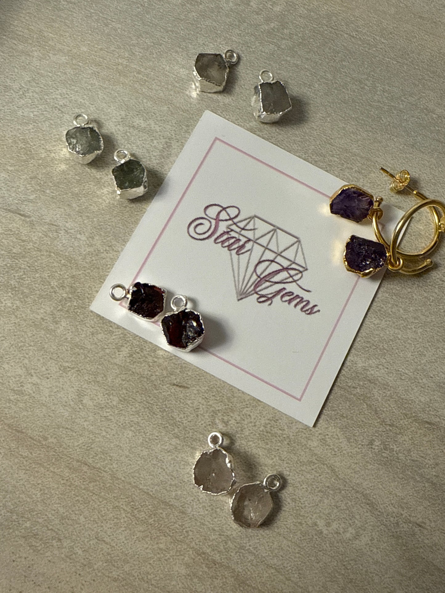 Raw Slice - 925 Silver / 18ct Gold electroplated Pendant Charm