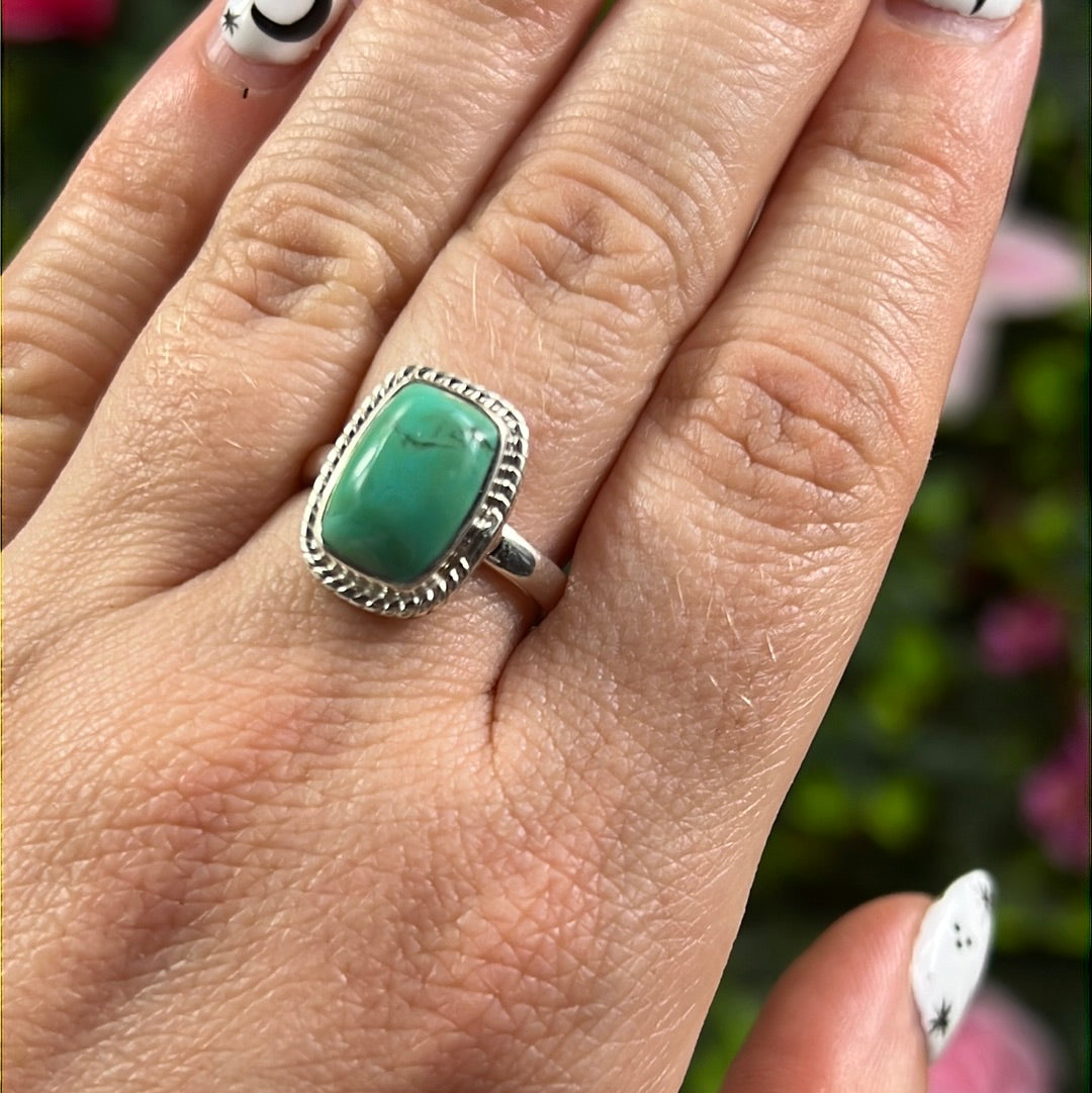 Cornish Turquoise 925 Sterling Silver Ring - Size N 1/2
