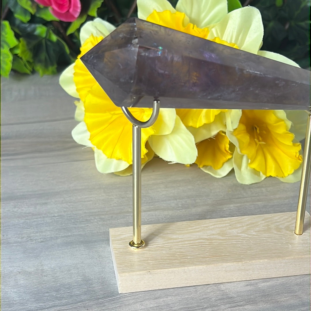 Statement Phantom Fingerprint Amethyst Smokey Quartz Wand