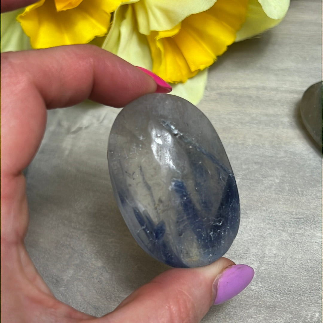 Kyanite in Clear Quartz Palm - rare find