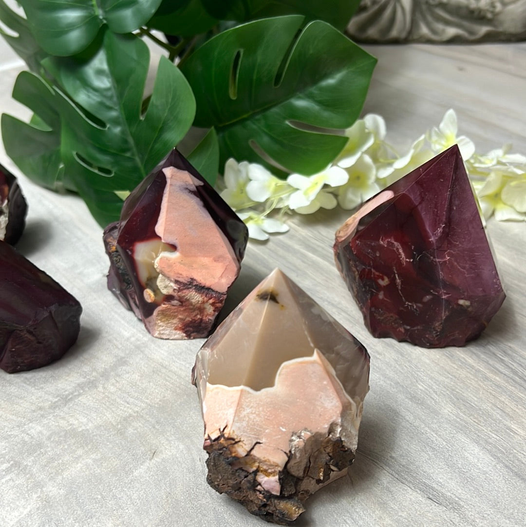 Mookaite Half & Half Polished Raw Tower Points