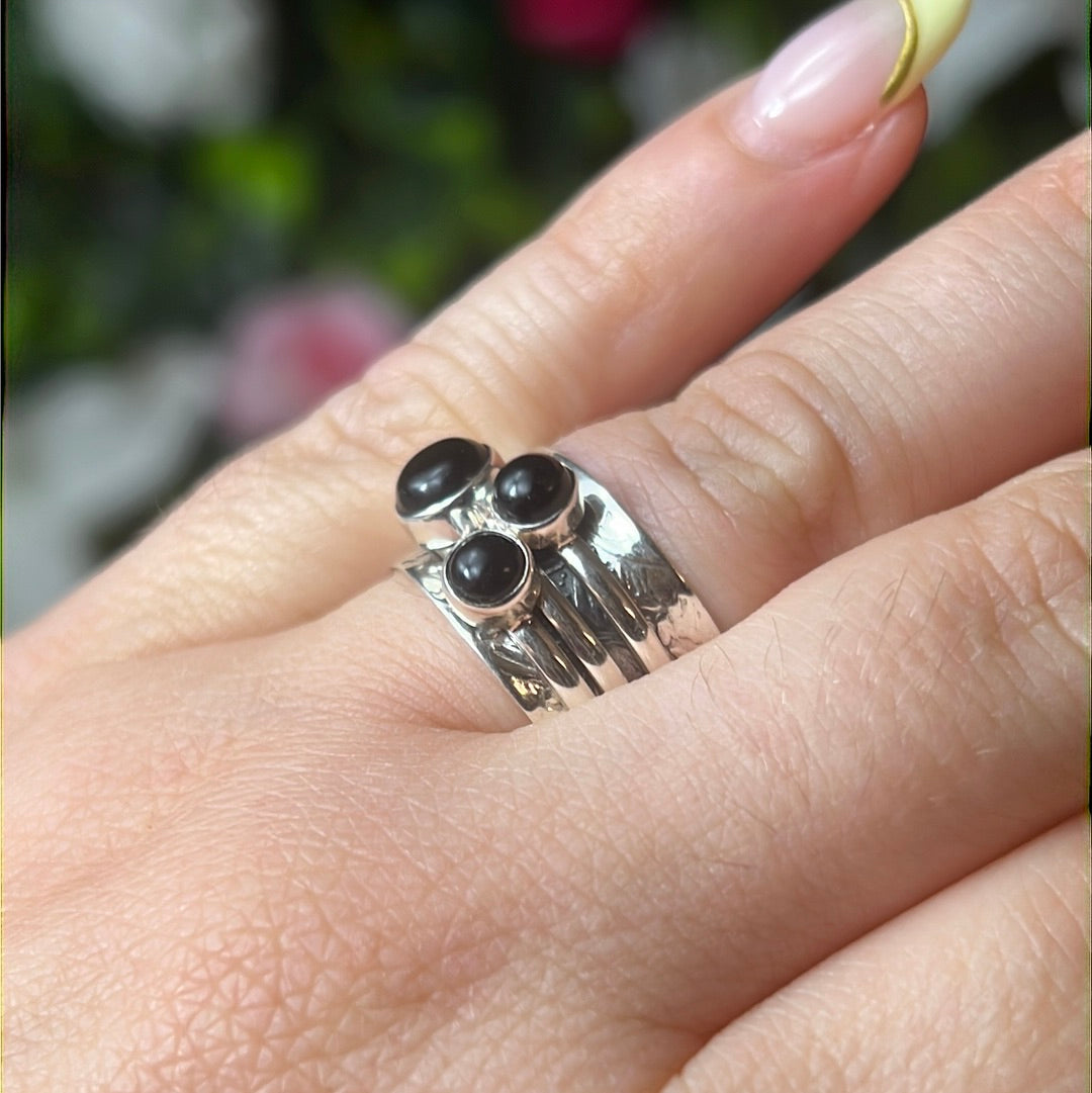 Trio Fidget Spinner Ring - Sterling Silver 925 - Size L 1/2