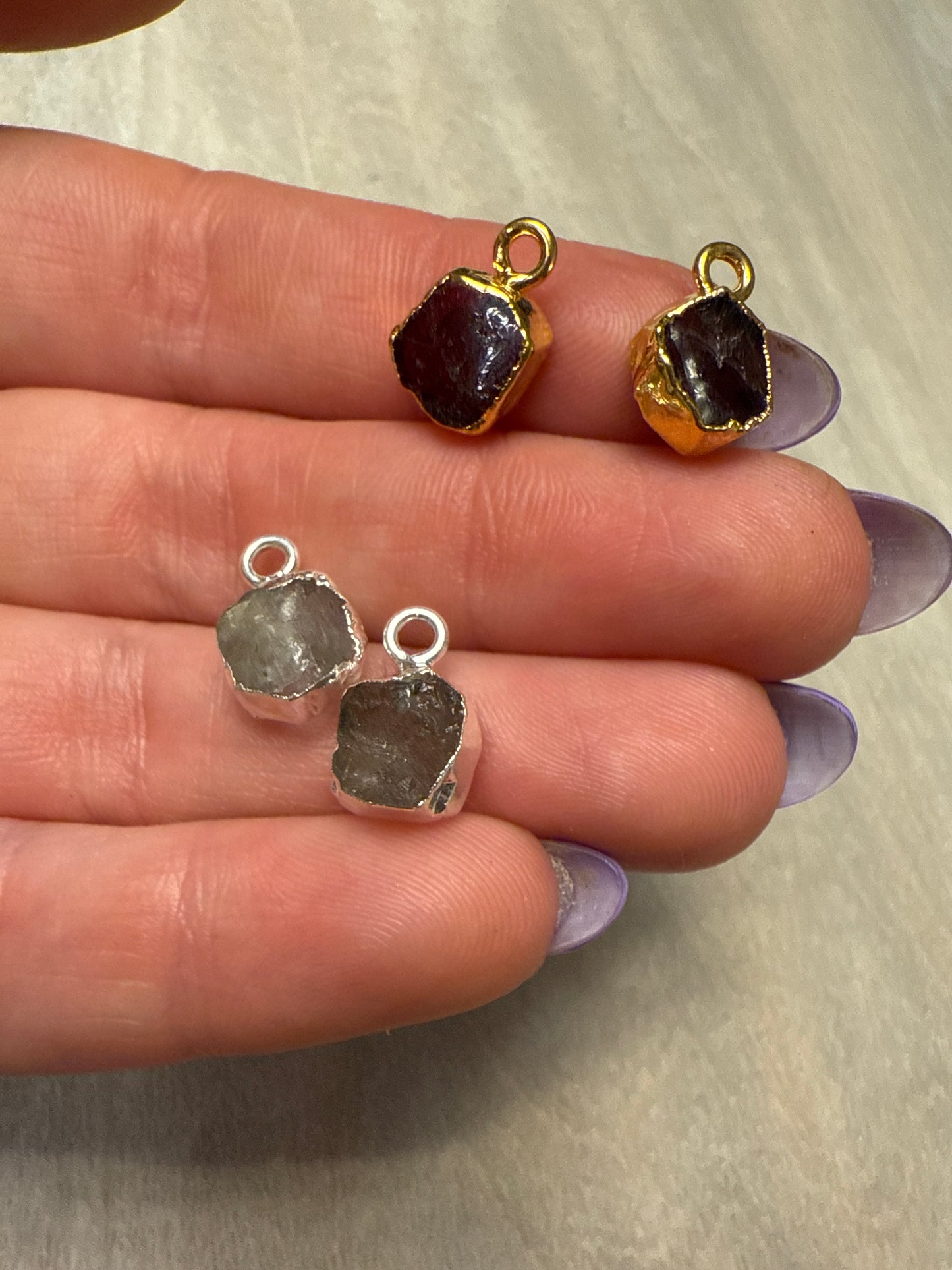 Raw Slice - 925 Silver / 18ct Gold electroplated Pendant Charm