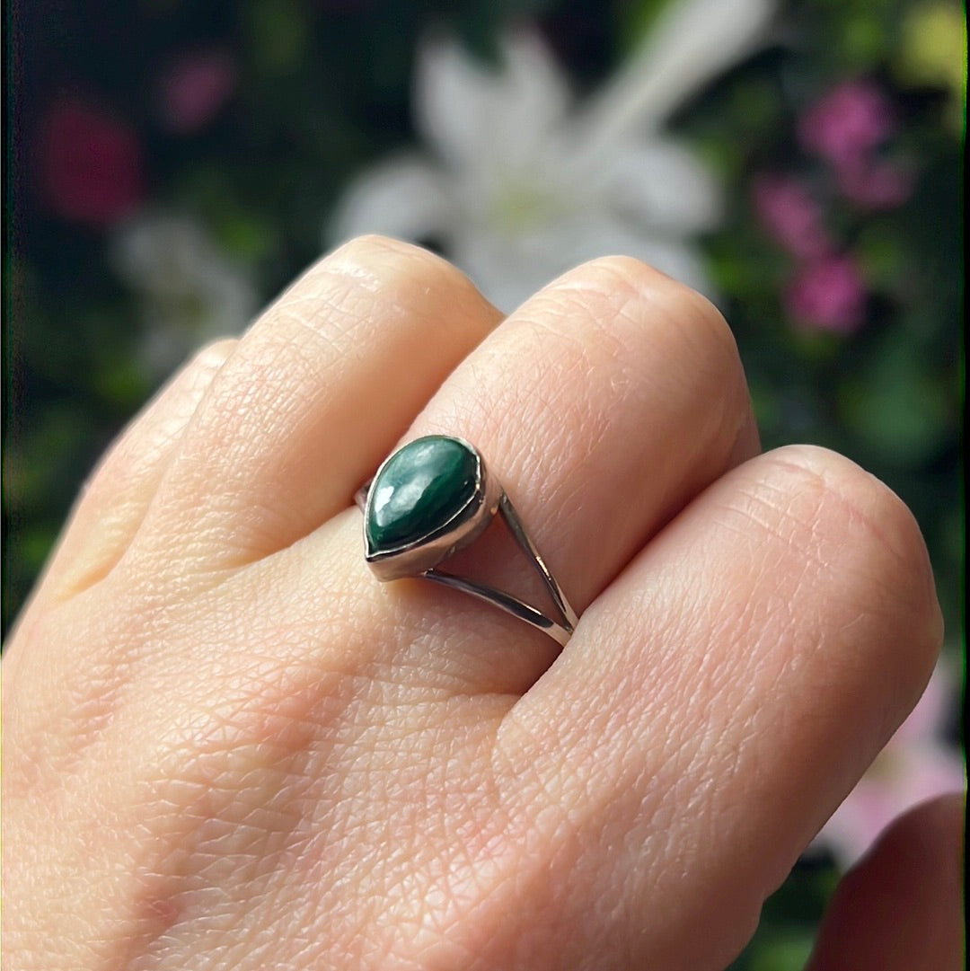 Malachite 925 Sterling Silver Ring -  Size Z + 1 1/2