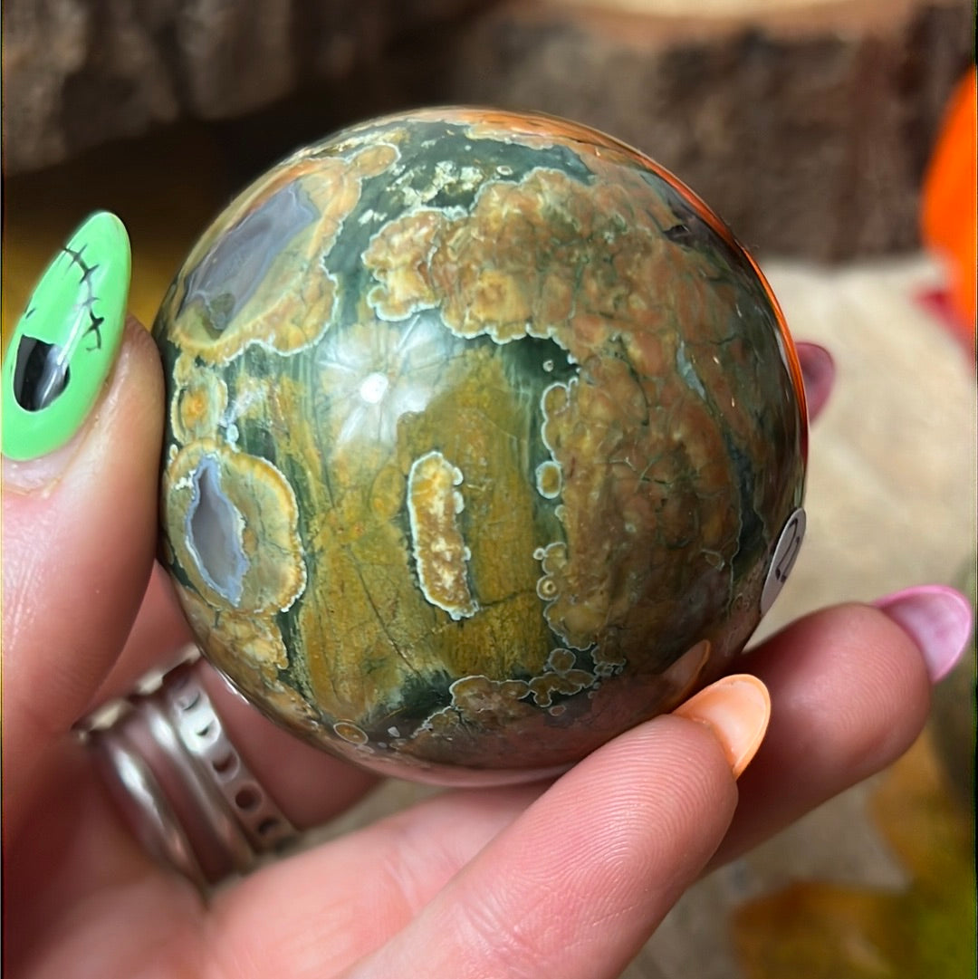 Rhyolite Rainforest Jasper Sphere