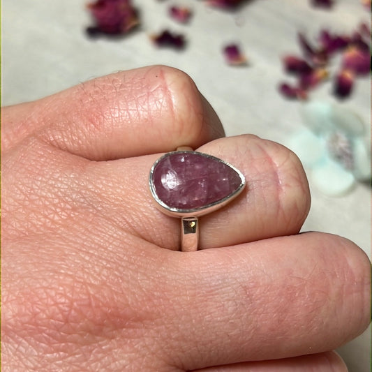 Pink Tourmaline 925 Silver Ring - Size L 1/2  AA GRADE
