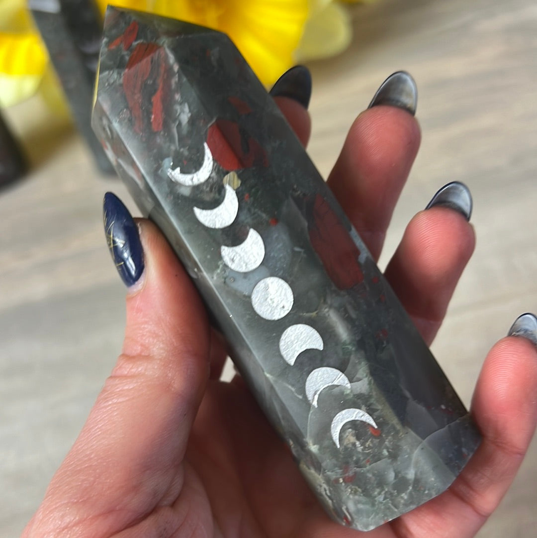 African Bloodstone Moon Phase Lunar Point Tower