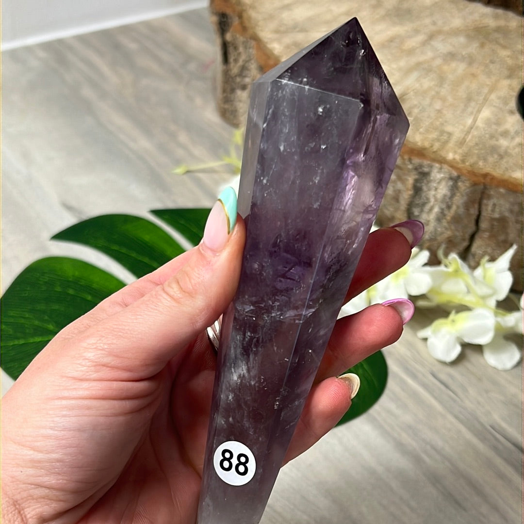 Statement Phantom Fingerprint Amethyst Smokey Quartz Wand