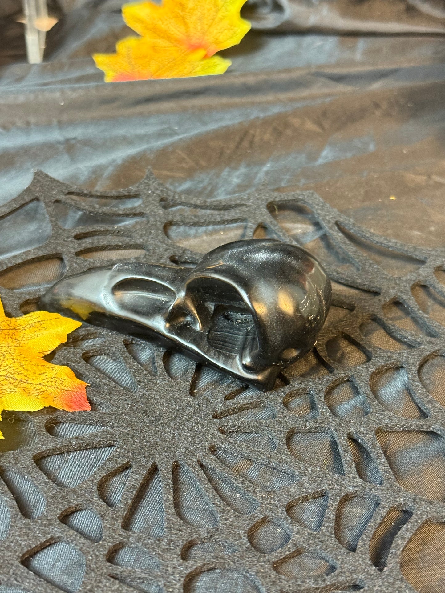 Large Obsidian Raven Crow Skull