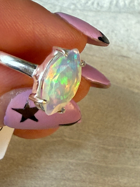 Ethiopian Opal 925 Silver Ring - Size L 1/2 - M