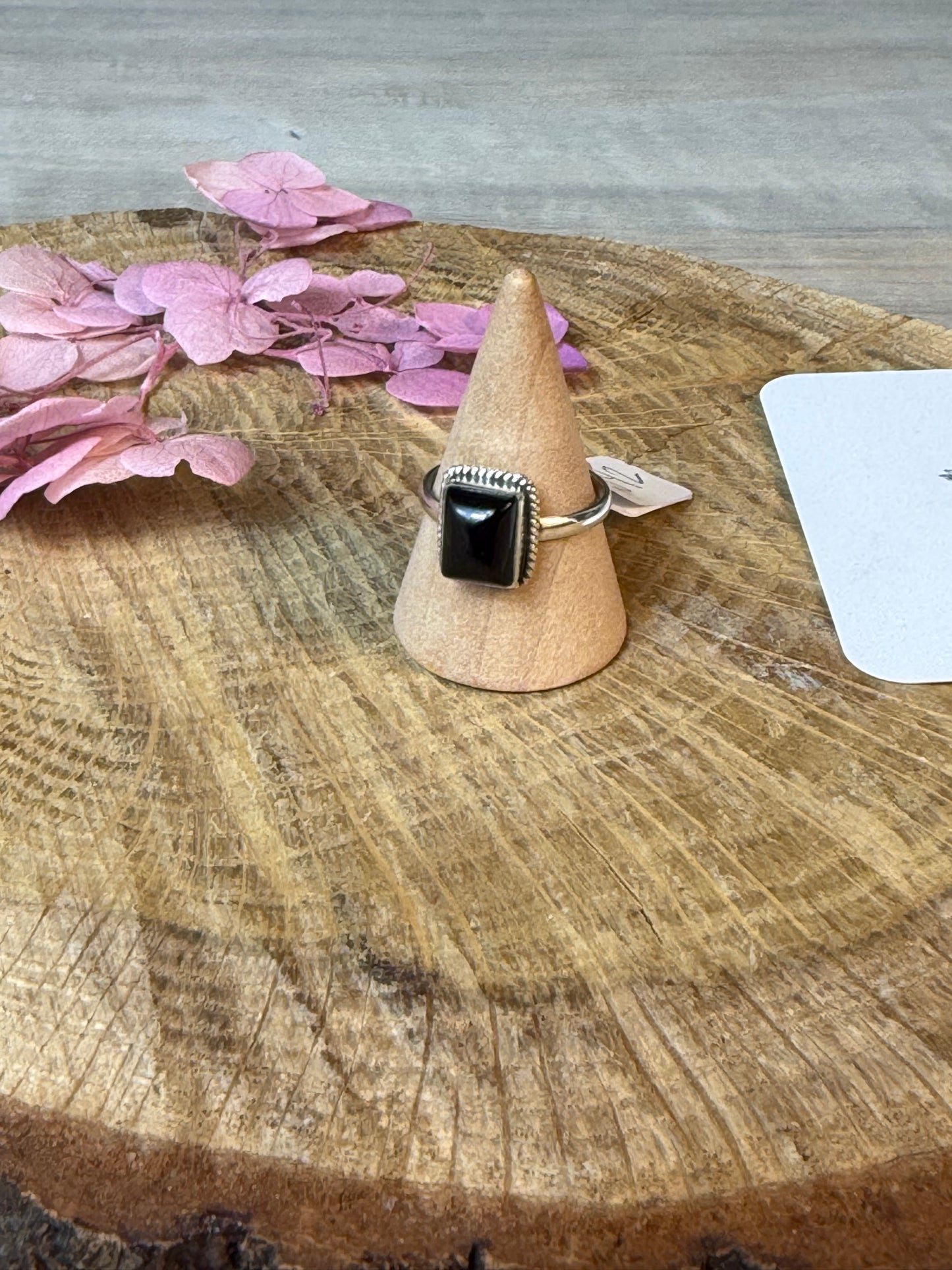 Square Onyx 925 Ring - Size N 1/2