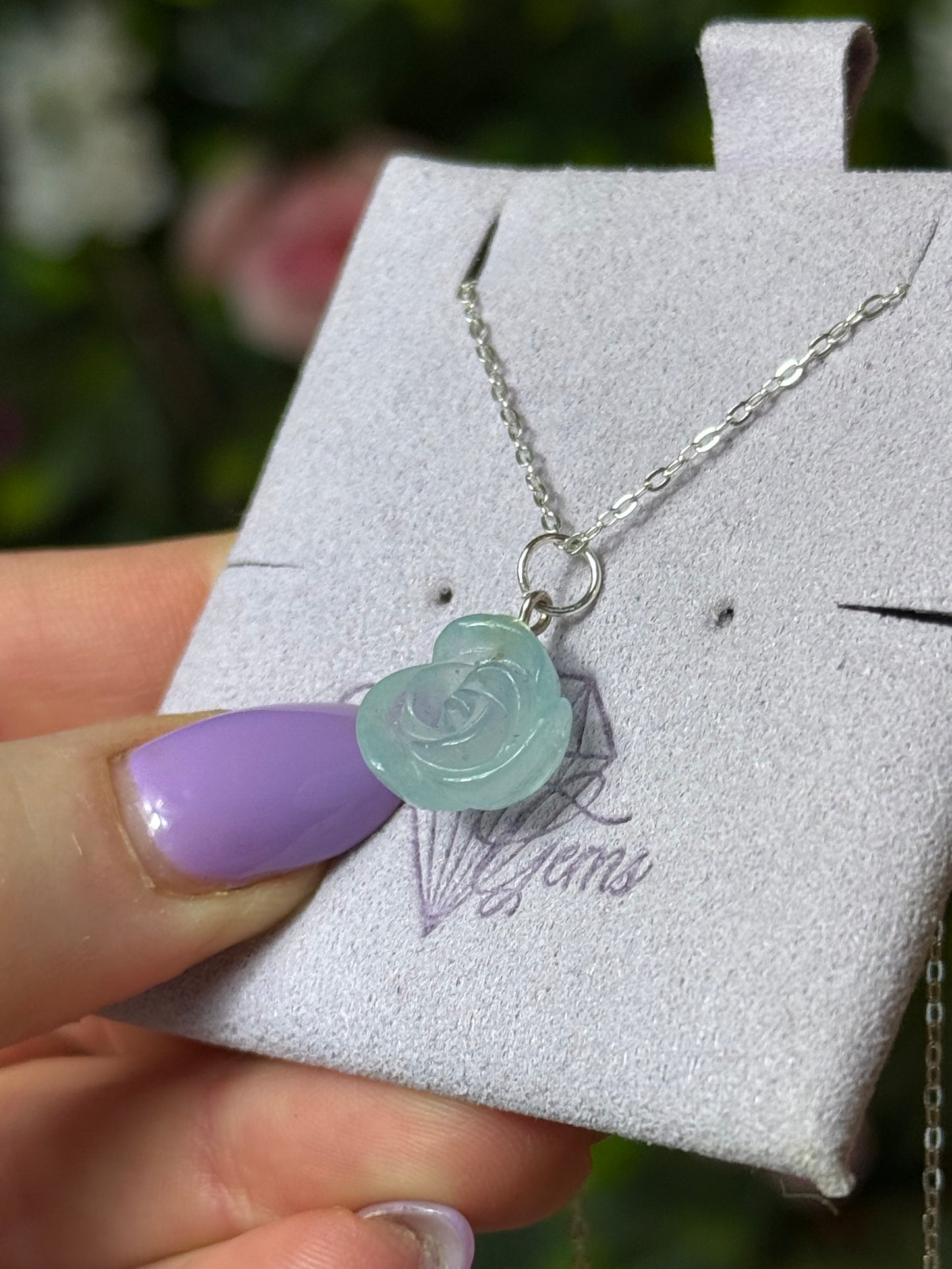 Aquamarine Flower Sterling Pendant