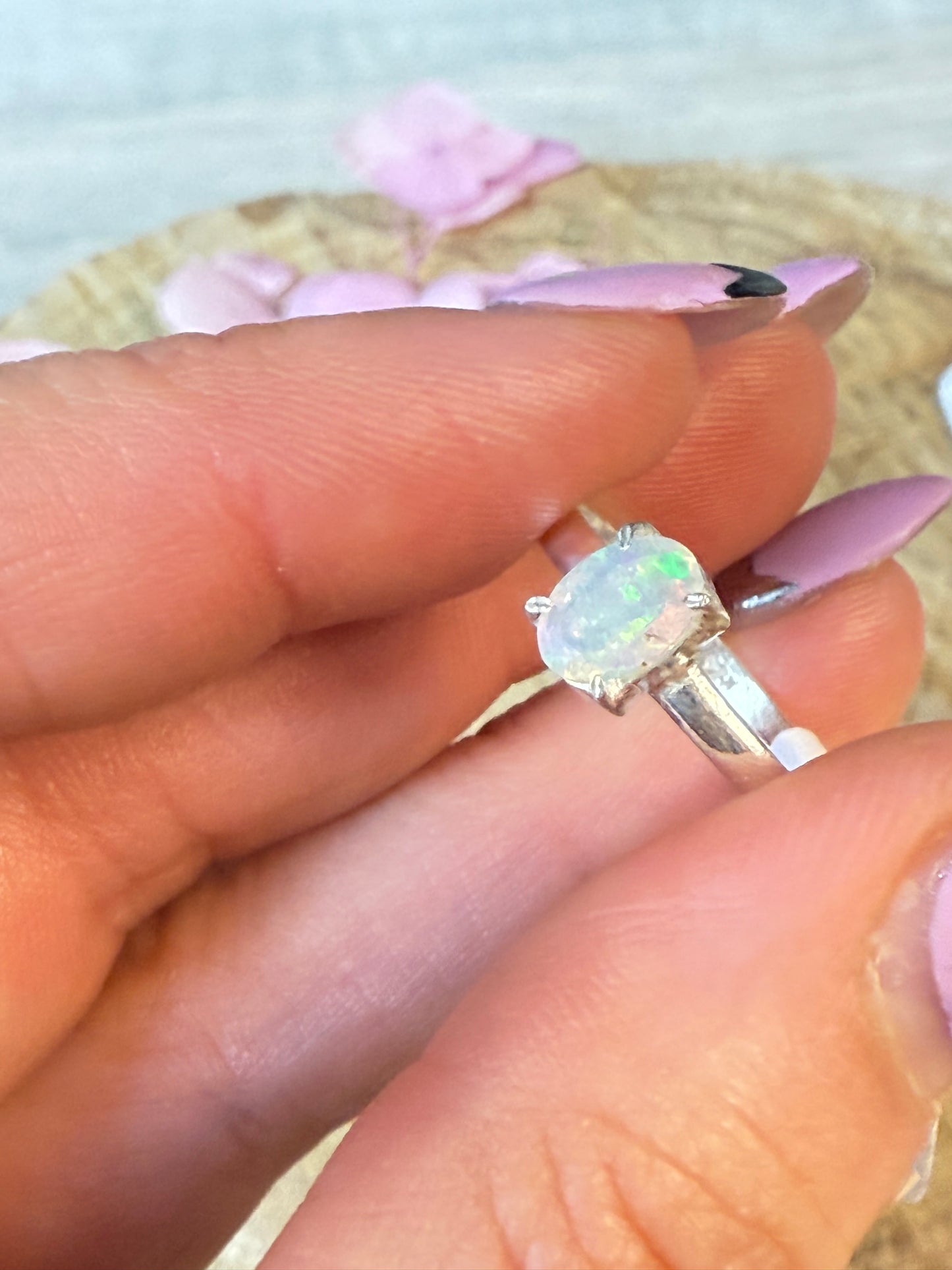 Ethiopian Opal 925 Silver Ring - Size S