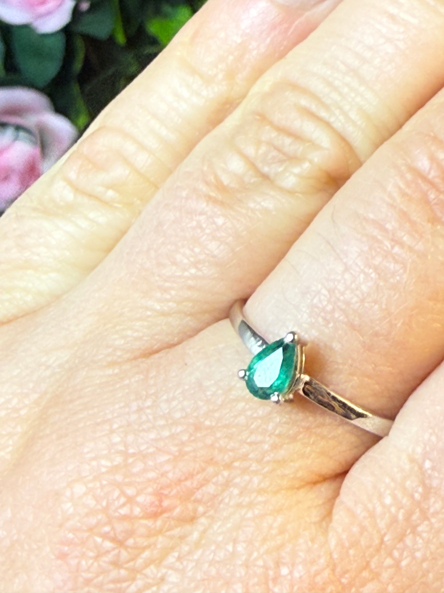 Zambian Emerald - Rare 925 Silver Ring - Size P 1/2