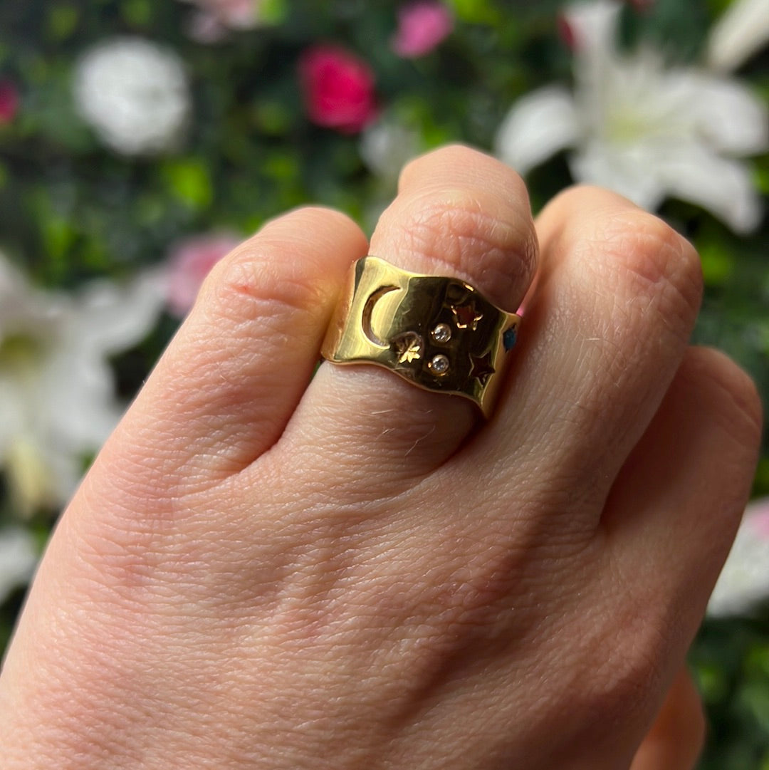 Tala Lani Opal Moon - 22ct Gold Plated 925 Sterling Ring