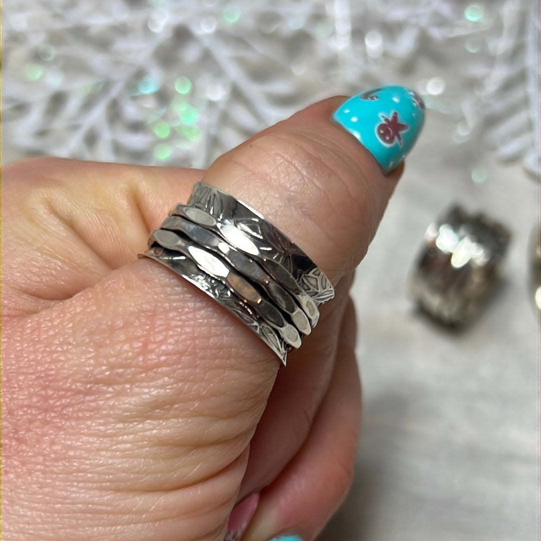Fidget Spinner Triple Band Ring Sterling Silver 925