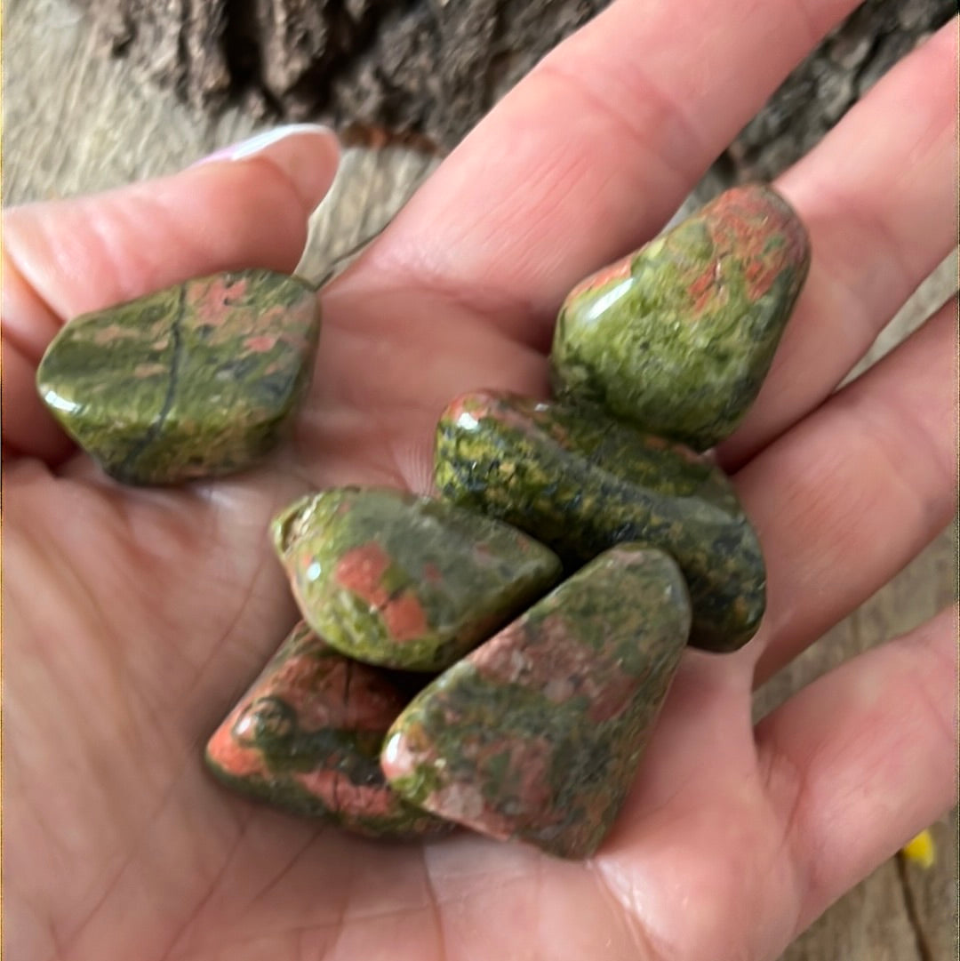 Unakite polished tumble tumblestone