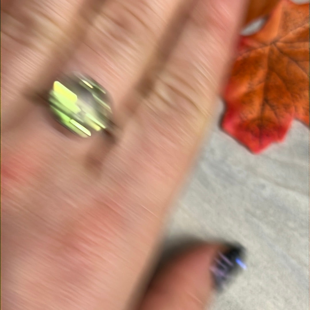 Mystic Topaz Green Facet 925 Sterling Silver Ring - Size Q