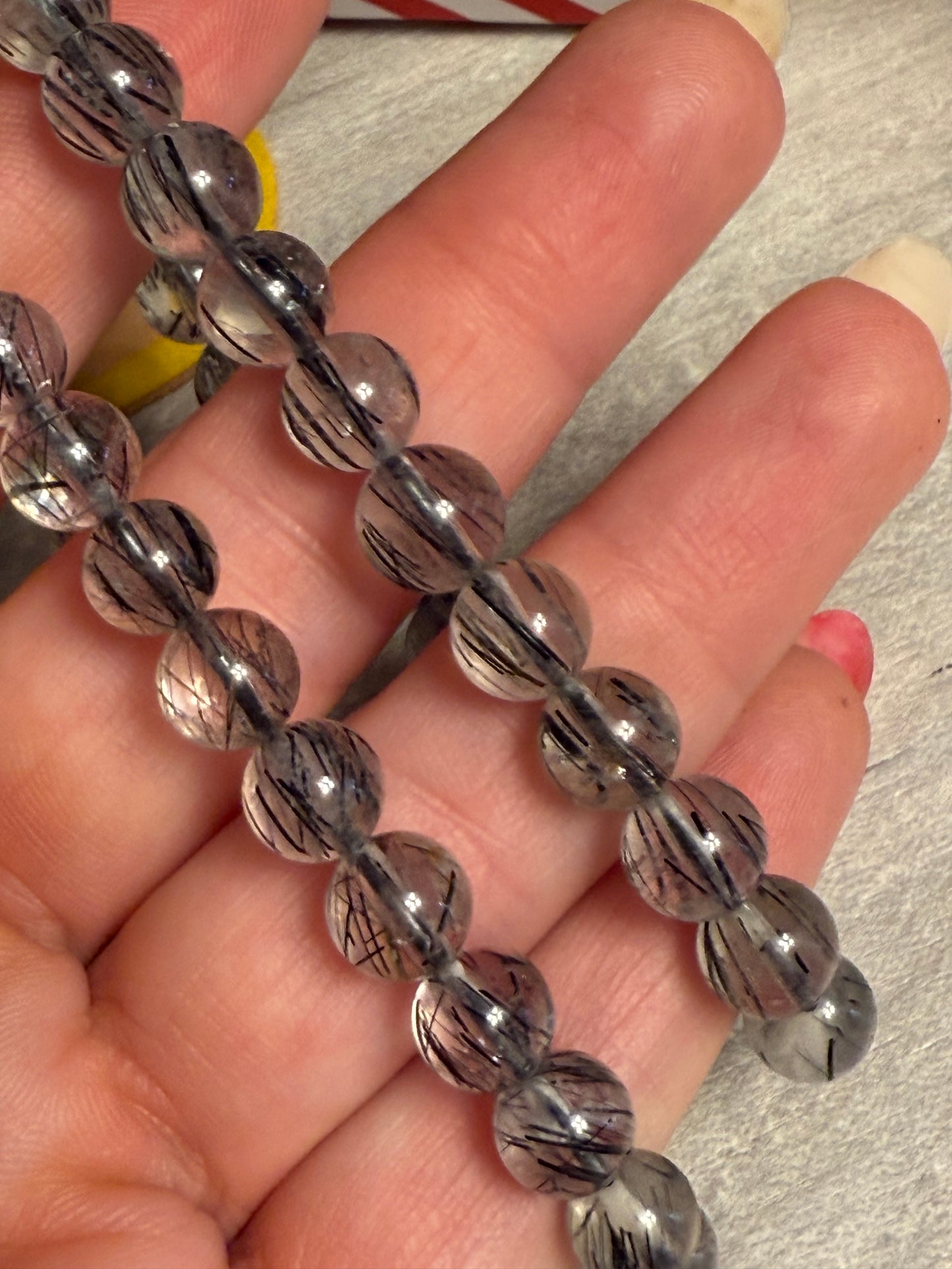 Tourmaline in Quartz Bead Bracelet