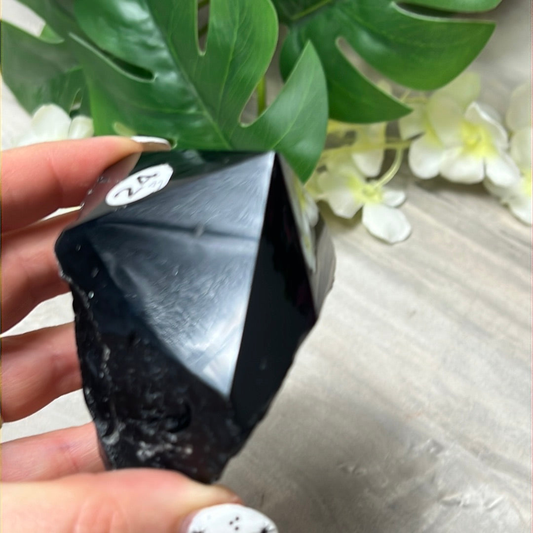 Black Obsidian Half & Half Polished Raw Tower Point