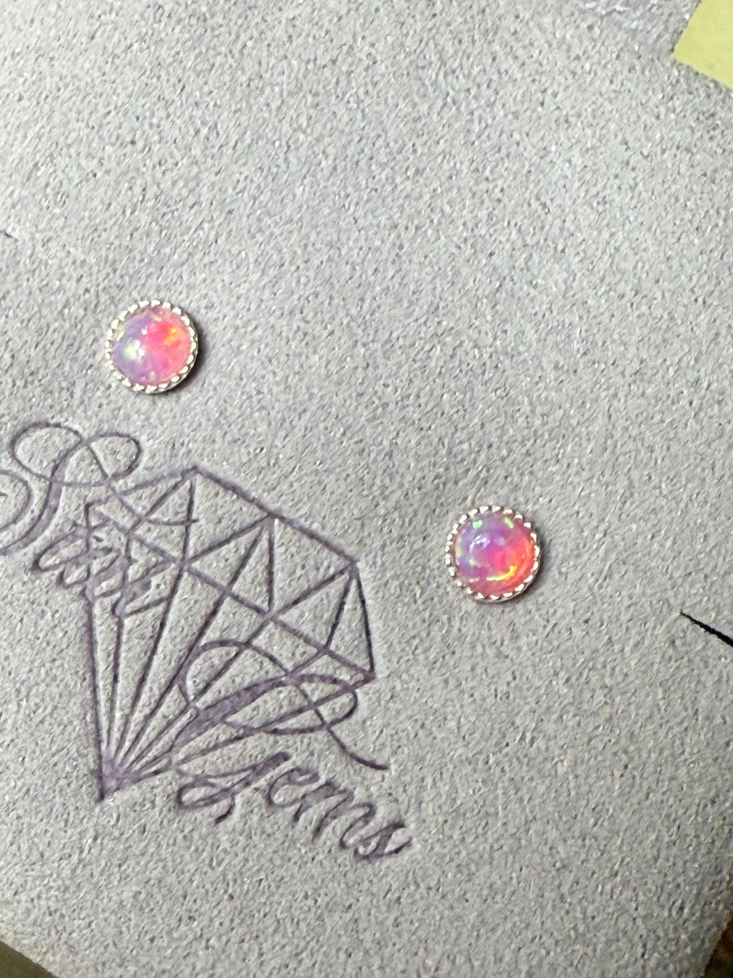 Handmade Pink Candy Opal Sterling Silver Studs