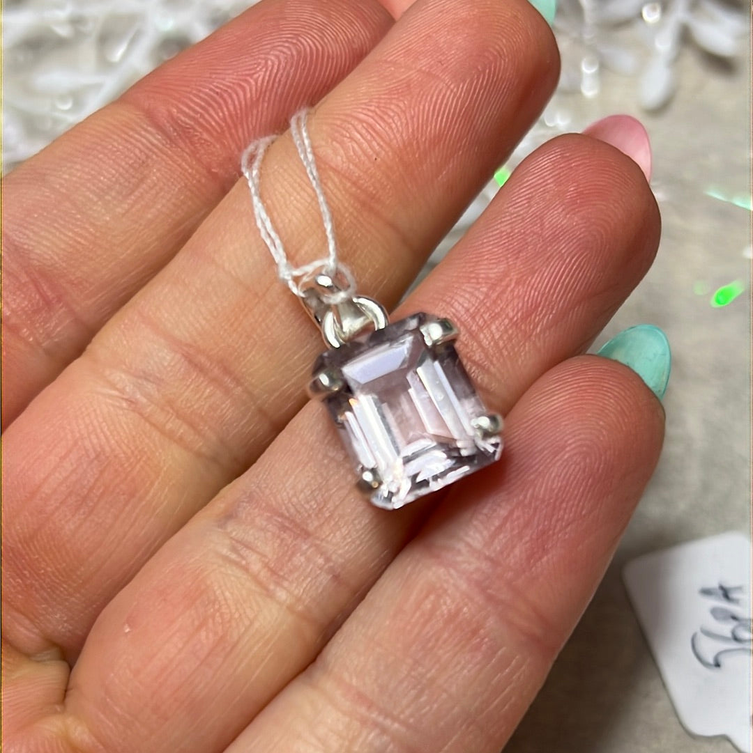 Pink Amethyst - Facet 925 Sterling Silver Pendant