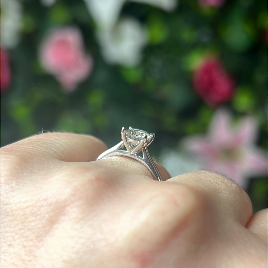 Moissanite 925 Sterling Silver Ring - Size L 1/2 0.90ct