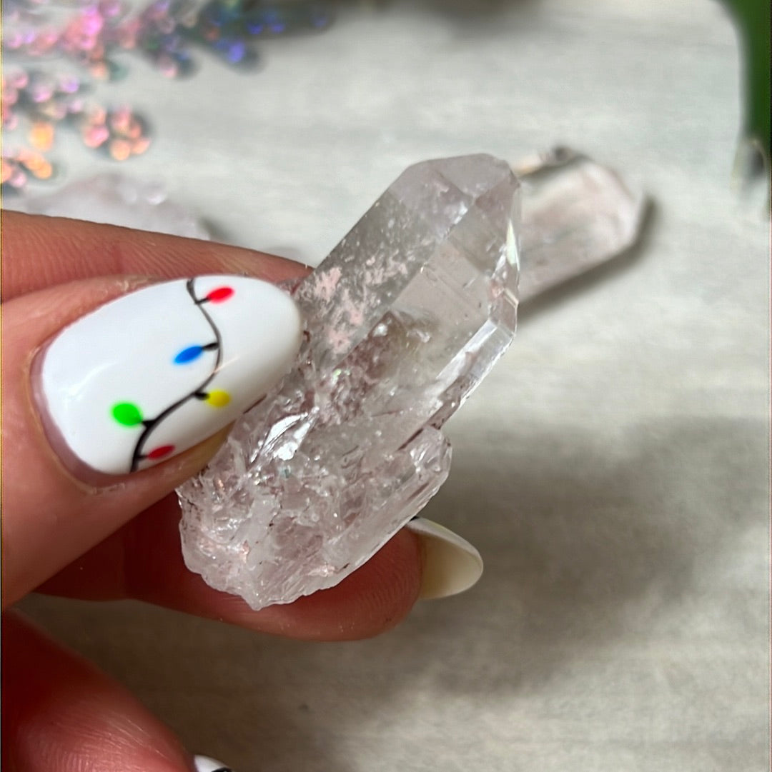 Pink lithium quartz specimen