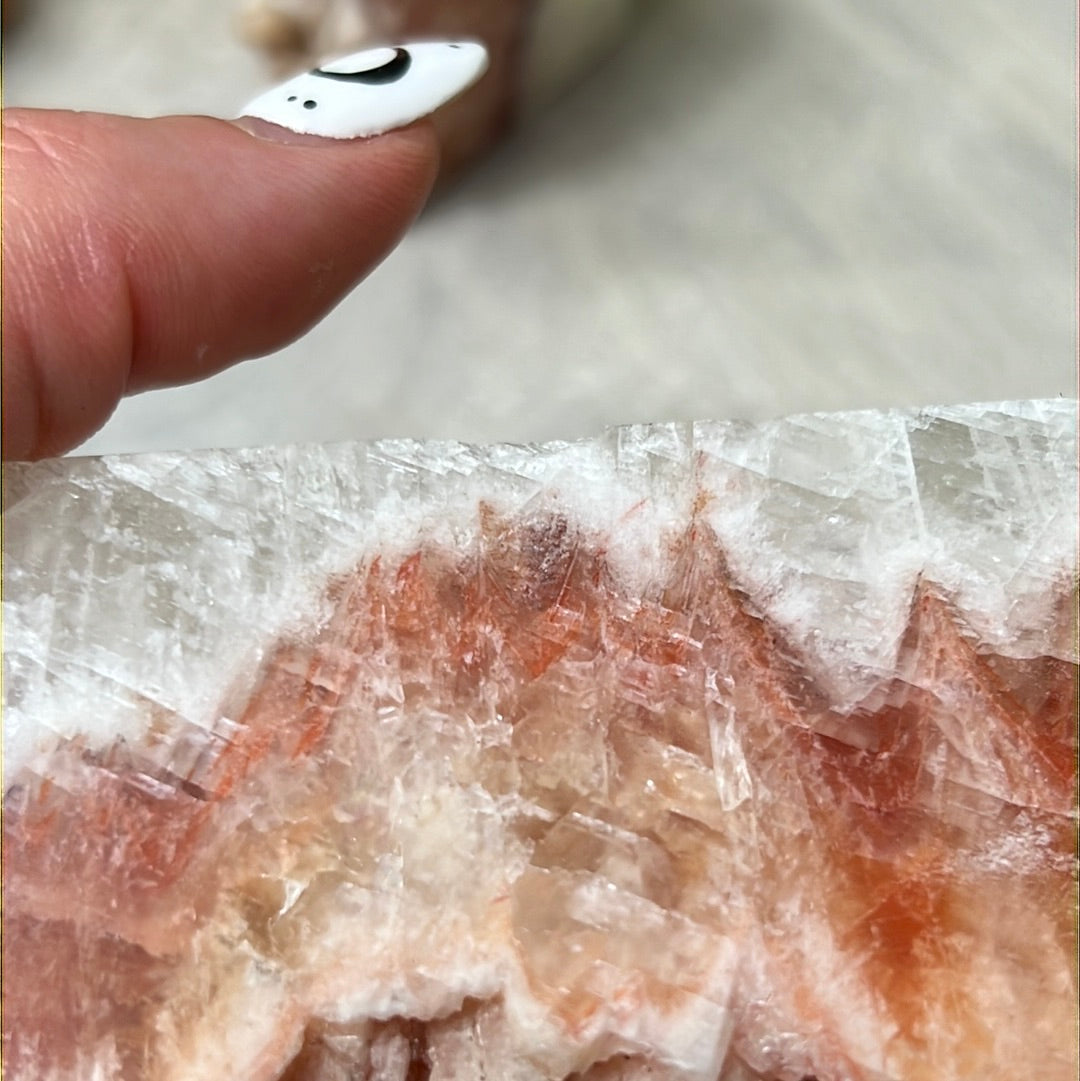 Sunstone, Orchid & Orange Calcite Druzy Tower Points