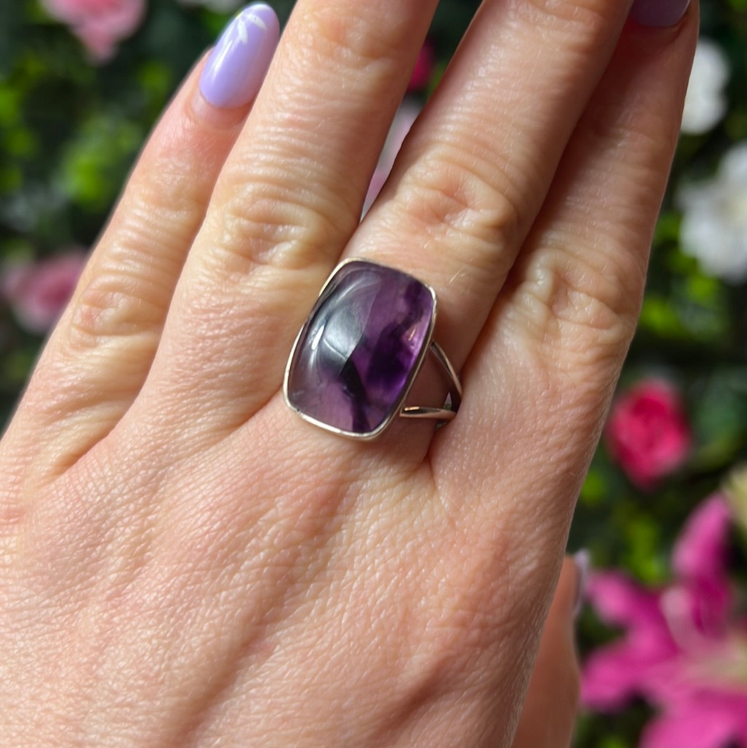 Amethyst 925 Sterling Silver Ring - Size R 1/2 - S