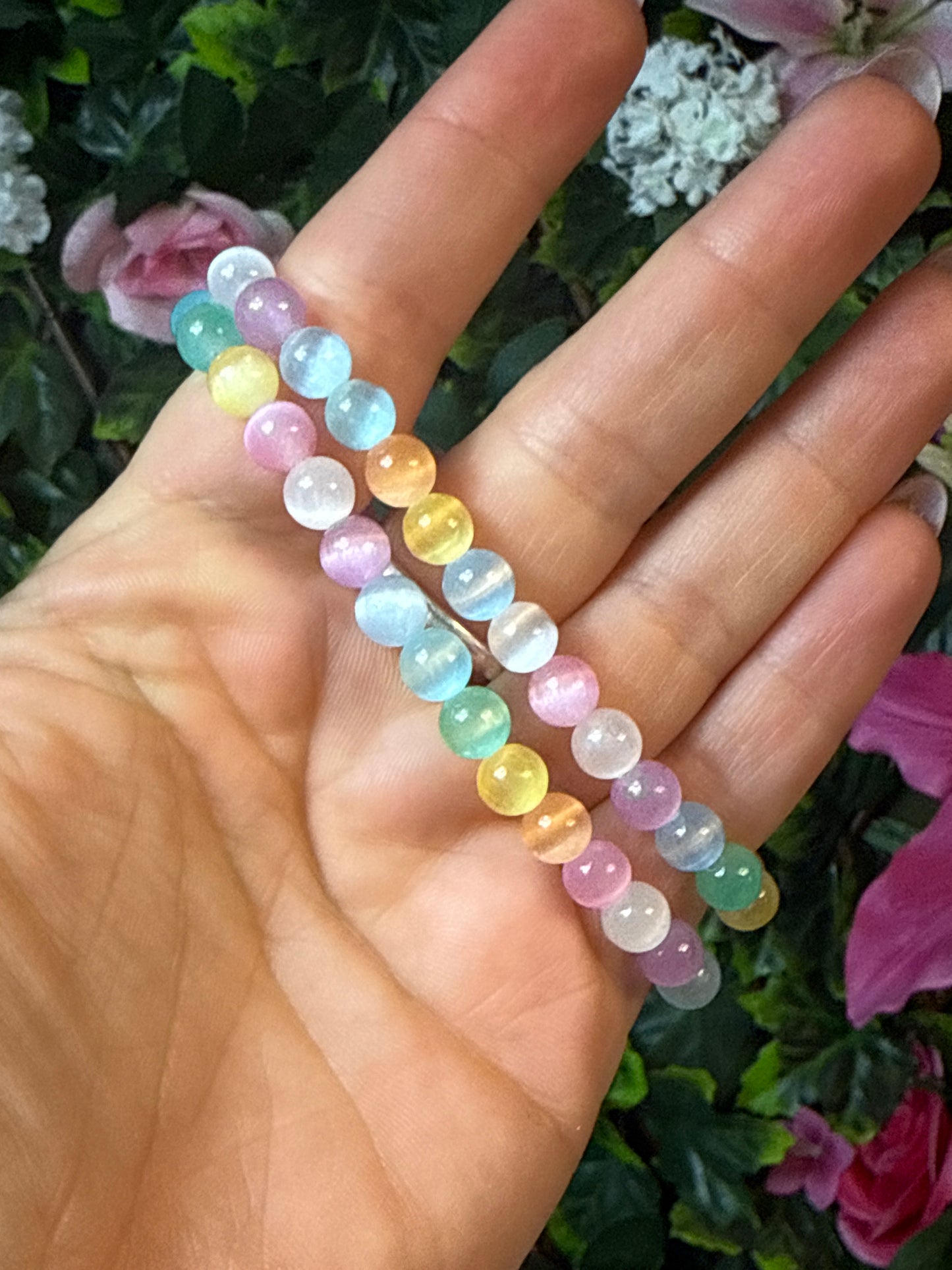 Candy Selenite Bead Bracelet