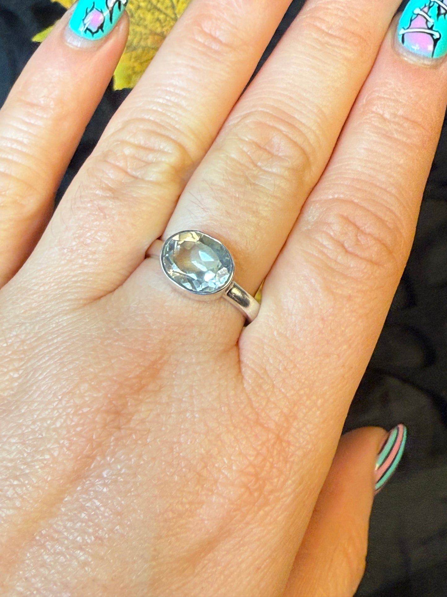 Prasolite 925 Ring - Size Q Green Amethyst