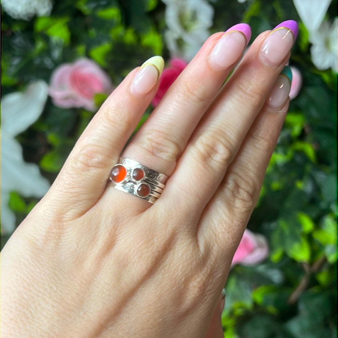 Trio Fidget Spinner Ring - Sterling Silver 925 Size M