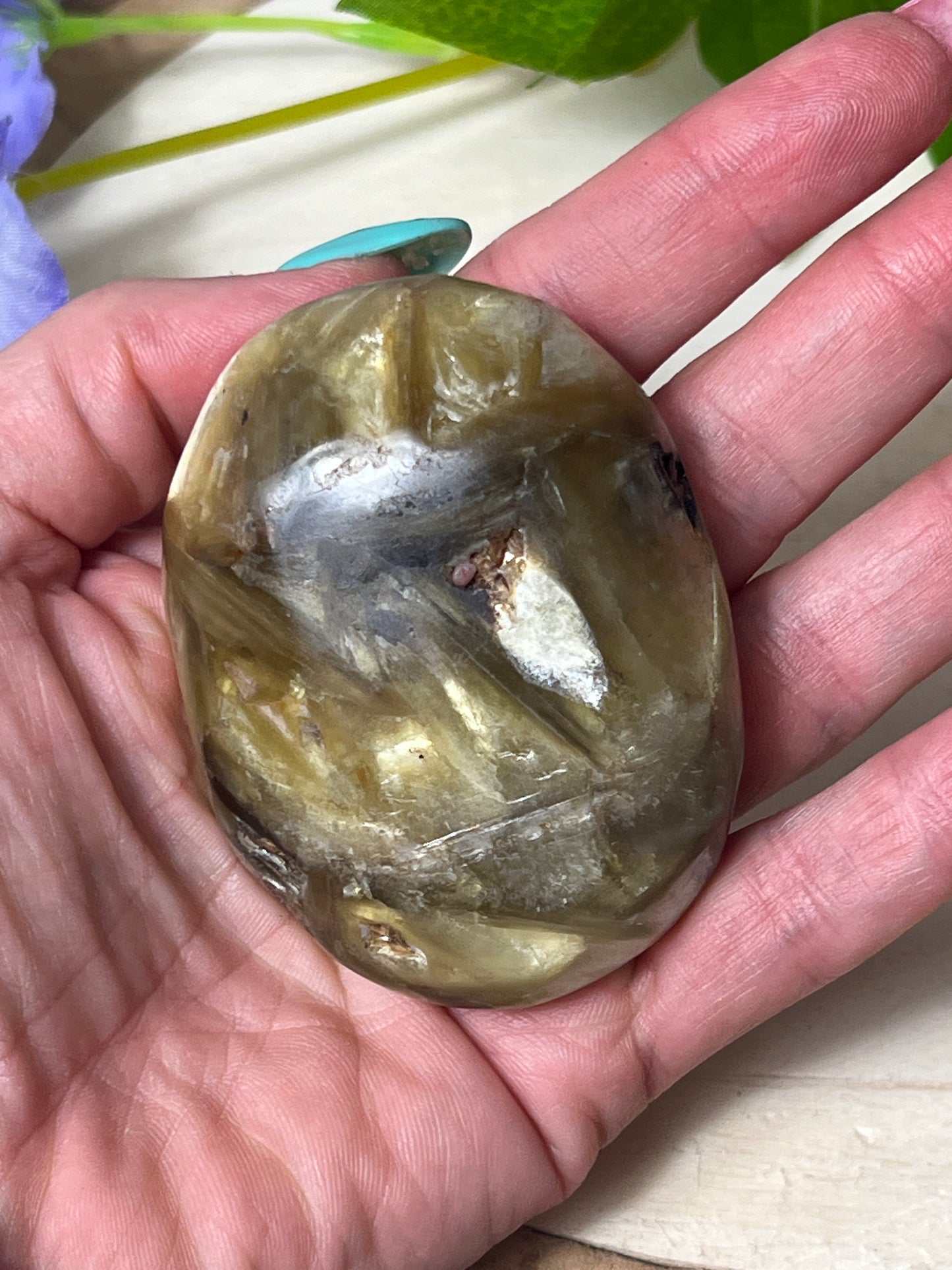 Golden Star Yellow Mica Lepidolite Palm - rare