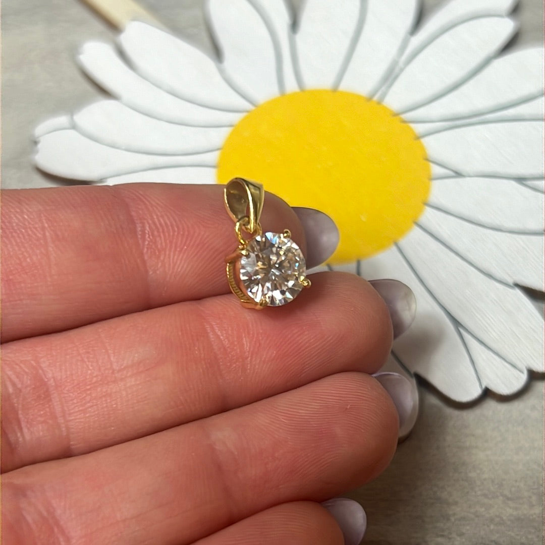 Moissanite 925 Sterling 24ct Gold Pendant - 1.65ct