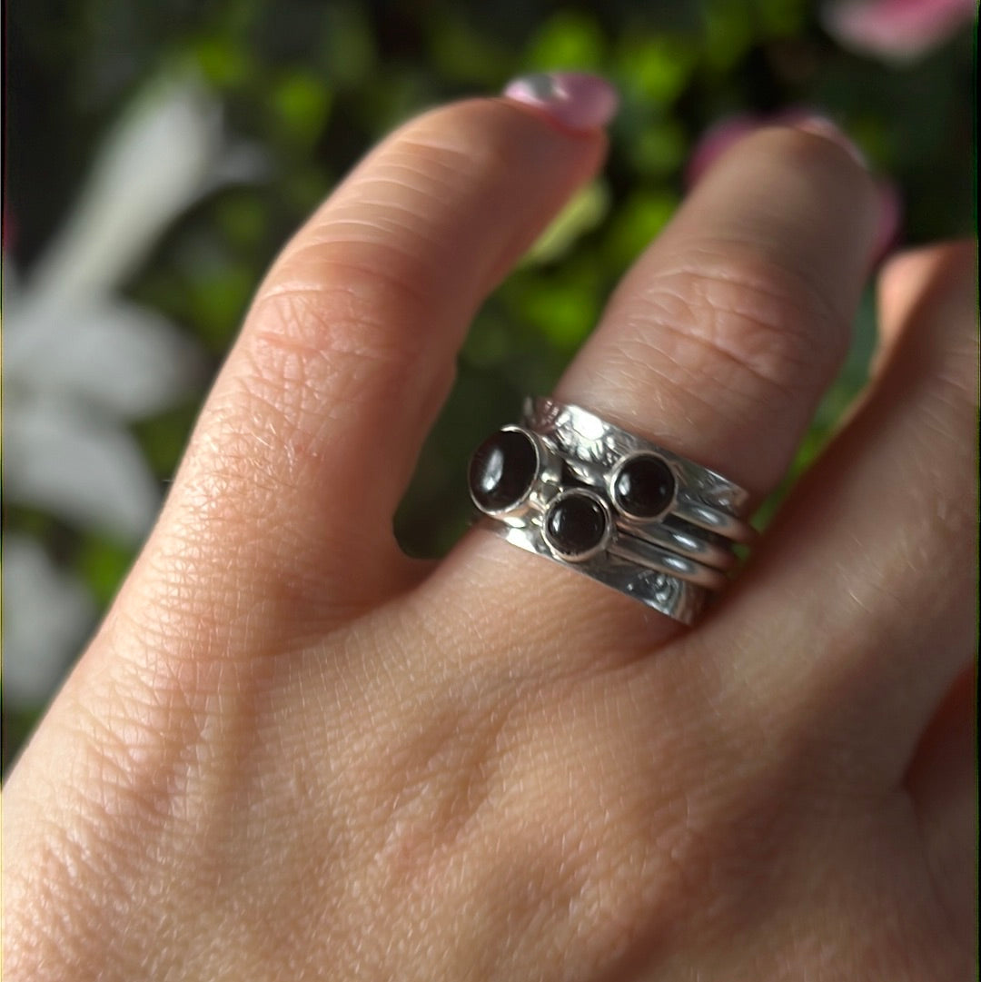 Trio Fidget Spinner Ring - Sterling Silver 925 Size M
