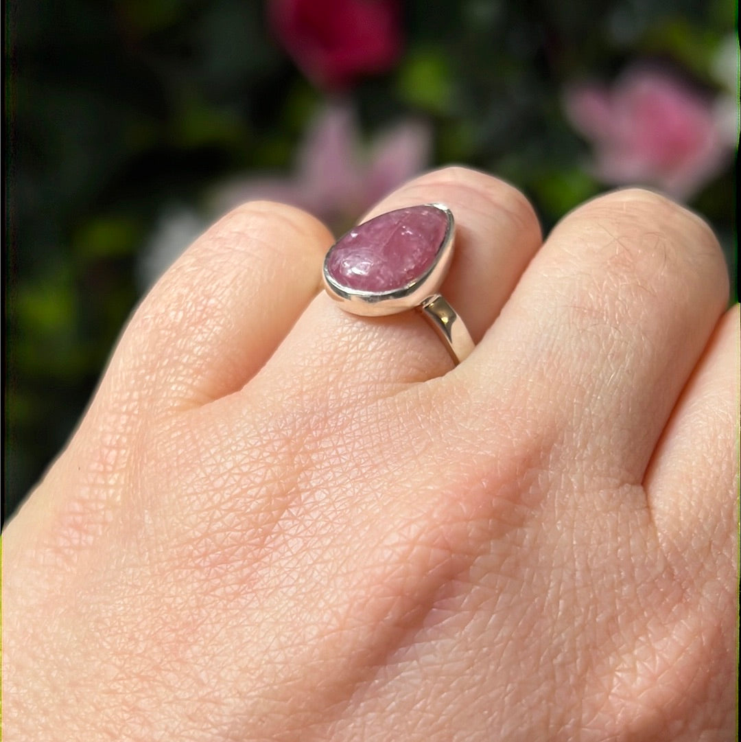 Pink Tourmaline 925 Silver Ring - Size L 1/2  AA GRADE