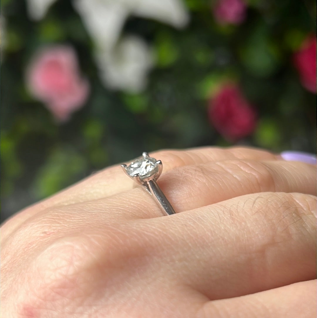 Moissanite 925 Sterling Silver Ring - Size L 1/2 0.90ct