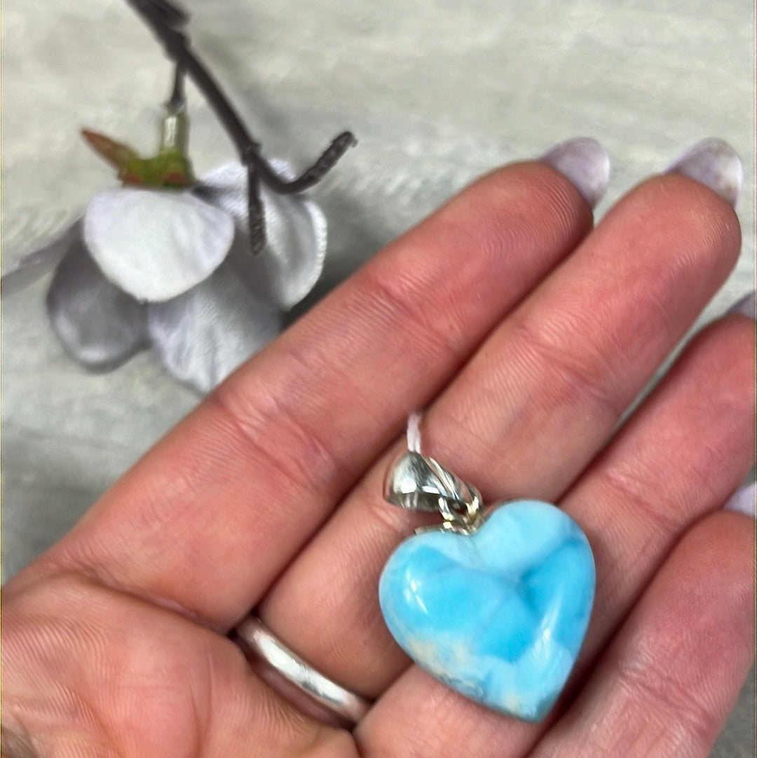 Larimar 925 Heart - Sterling Pendant